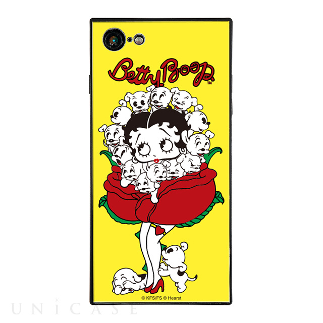 【iPhone8/7 ケース】yanagida masami × Betty Boop スクエア型 ガラスケース (薔薇リズムに吐息が漏れる魅惑のベティー)