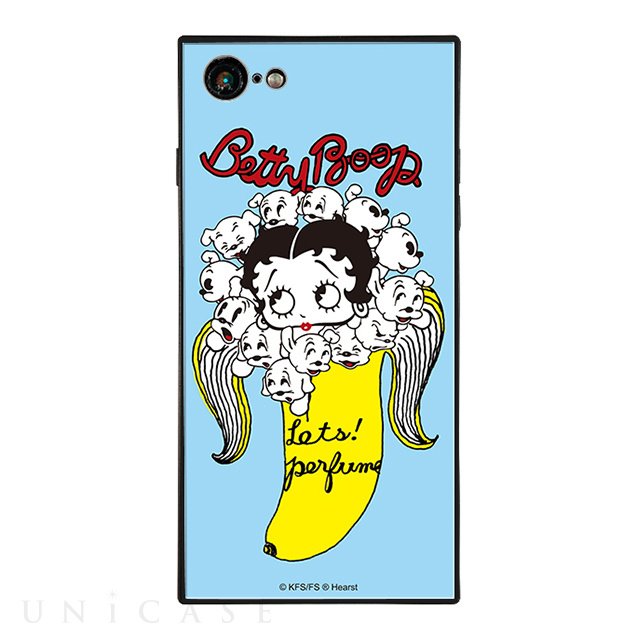 【iPhone8/7 ケース】yanagida masami × Betty Boop スクエア型 ガラスケース (パヒューム日和に囁く気まぐれベティー)
