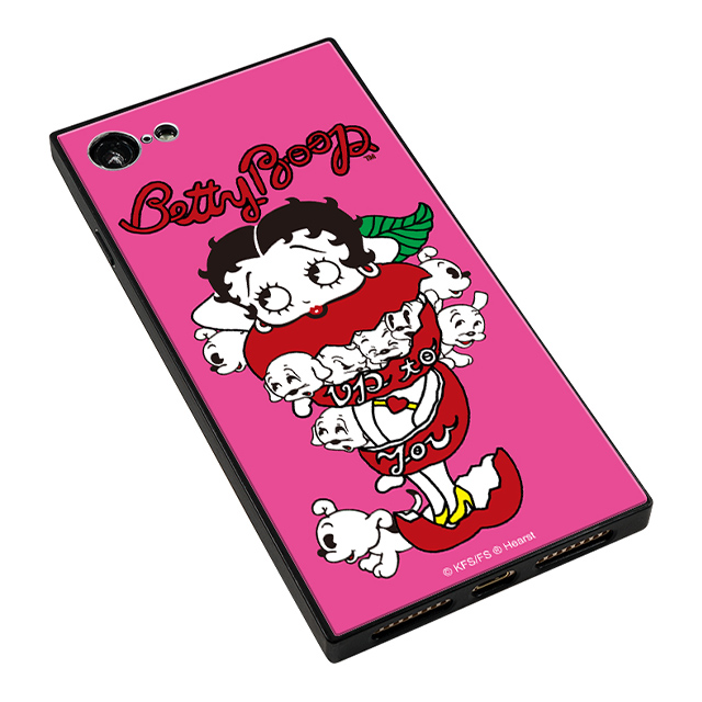 【iPhone8/7 ケース】yanagida masami × Betty Boop スクエア型 ガラスケース (モギタテボイスがはにかむゴキゲンベティー)サブ画像