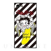 【iPhone8/7 ケース】yanagida masami × Betty Boop スクエア型 ガラスケース (パヒューム日和に囁く気まぐれベティー Stripe)