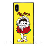 【iPhoneXS/X ケース】yanagida masami × Betty Boop スクエア型 ガラスケース (薔薇リズムに吐息が漏れる魅惑のベティー)