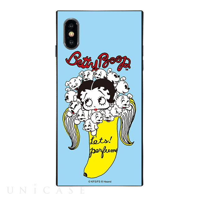 【iPhoneXS/X ケース】yanagida masami × Betty Boop スクエア型 ガラスケース (パヒューム日和に囁く気まぐれベティー)