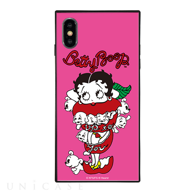 【iPhoneXS/X ケース】yanagida masami × Betty Boop スクエア型 ガラスケース (モギタテボイスがはにかむゴキゲンベティー)