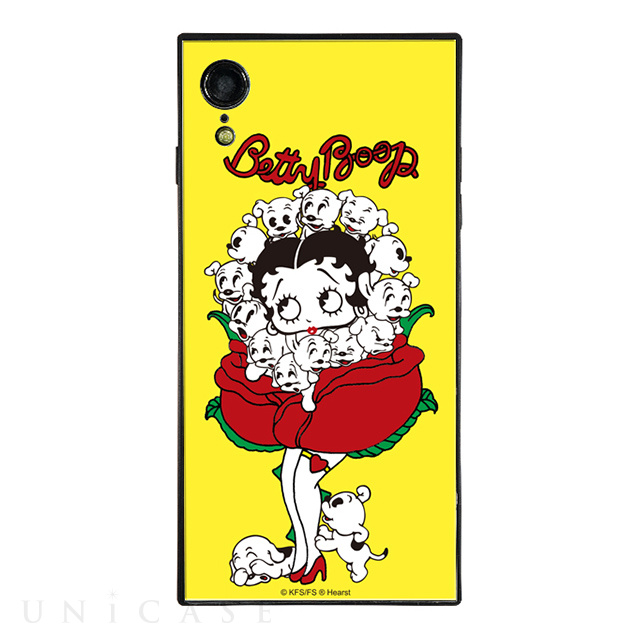 【iPhoneXR ケース】yanagida masami × Betty Boop スクエア型 ガラスケース (薔薇リズムに吐息が漏れる魅惑のベティー)