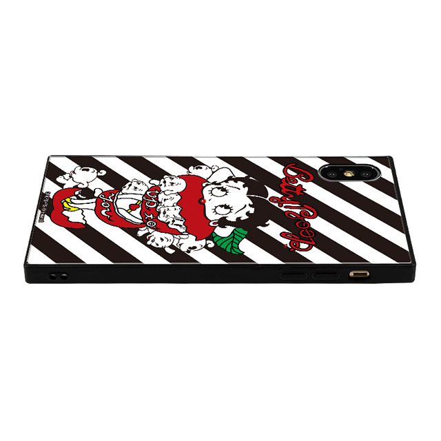 【iPhoneXS/X ケース】yanagida masami × Betty Boop スクエア型 ガラスケース (モギタテボイスがはにかむゴキゲンベティー Stripe)サブ画像