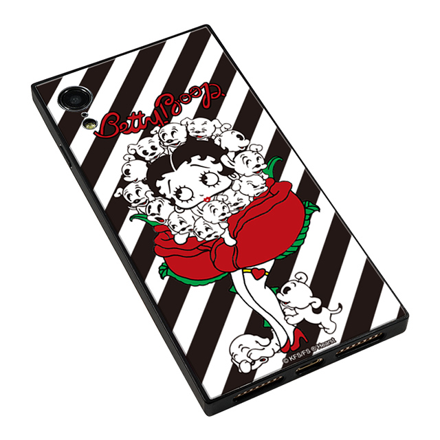 【iPhoneXR ケース】yanagida masami × Betty Boop スクエア型 ガラスケース (薔薇リズムに吐息が漏れる魅惑のベティー Stripe)サブ画像