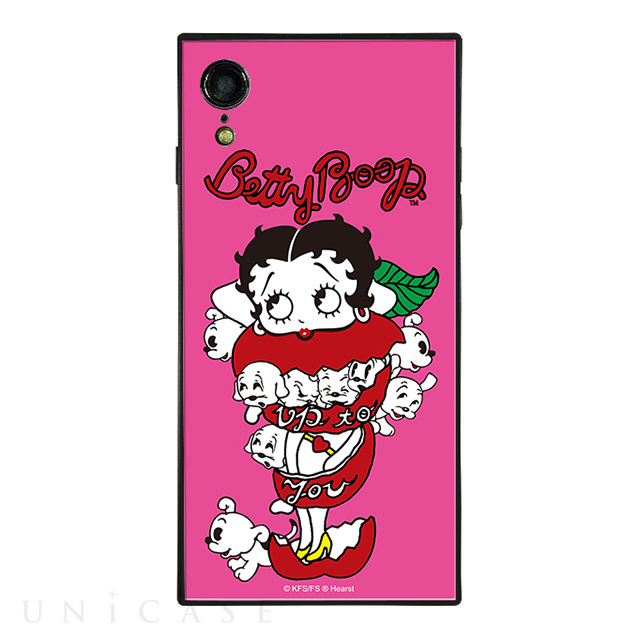 【iPhoneXR ケース】yanagida masami × Betty Boop スクエア型 ガラスケース (モギタテボイスがはにかむゴキゲンベティー)