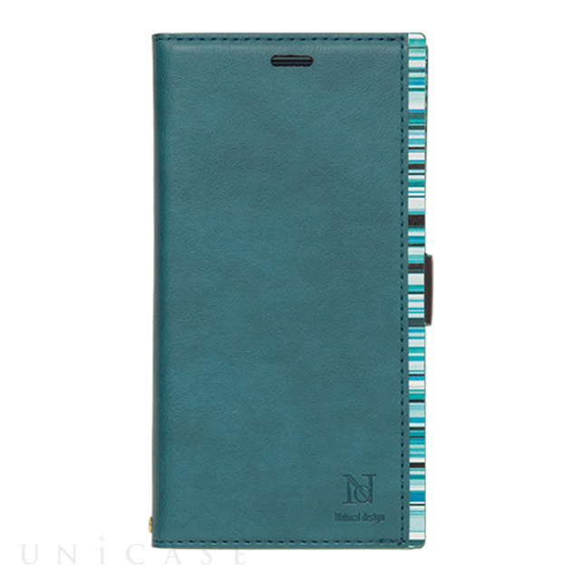 【iPhone11 ケース】手帳型ケース アクセントボーダー (Turquoise)