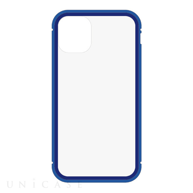 【iPhone11 Pro ケース】背面繊維ガラス×アルミバンパーケース (Blue)