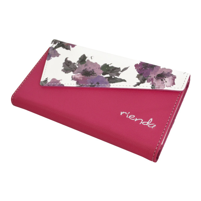 【iPhone11/XR ケース】rienda ロングストラップ・小銭収納付き3つ折り手帳ケース (Parm Flower/ピンク)サブ画像
