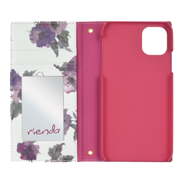 【iPhone11 Pro ケース】rienda スクエア手帳ケース (Parm Flower/ピンク)サブ画像