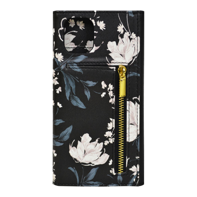 【iPhone11 Pro ケース】rienda ロングストラップ・小銭収納付き3つ折り手帳ケース (Grace Flower/ブラック)サブ画像