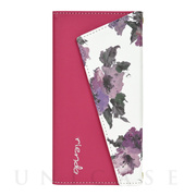 【iPhone11 Pro ケース】rienda ロングストラップ・小銭収納付き3つ折り手帳ケース (Parm Flower/ピンク)