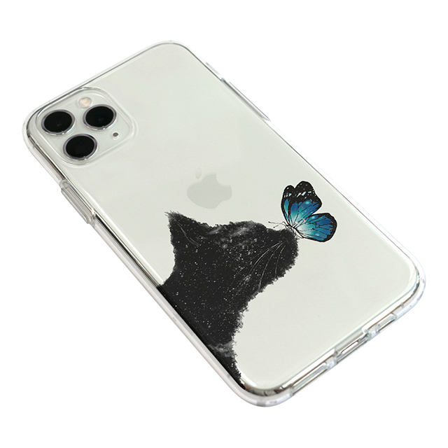 【iPhone11 Pro ケース】ソフトクリアケース (ネコと蝶々)サブ画像