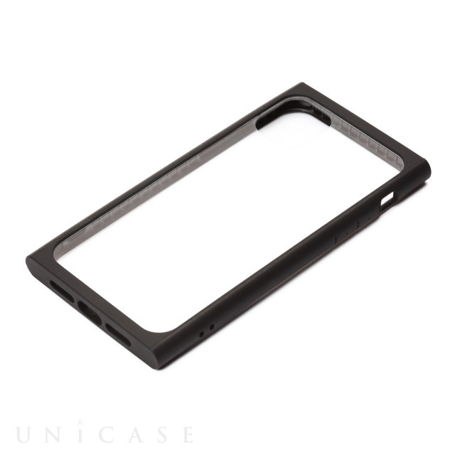 【iPhone11 Pro ケース】クリアガラスタフケース スクエア型 (ブラック)