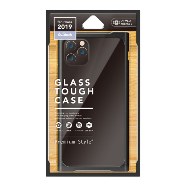 【iPhone11 Pro Max ケース】クリアガラスタフケース スクエア型 (ブラック)サブ画像