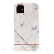 【iPhone11 ケース】White Marble - Rose gold details