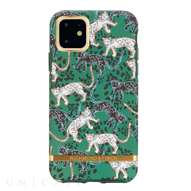 【iPhone11 ケース】Green Leopard - Gold details