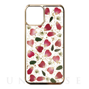 【iPhone11 Pro ケース】Pressed flower case (Rose red petals_Gold)