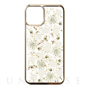 【iPhone11 Pro ケース】Pressed flower case (White petals_Gold)