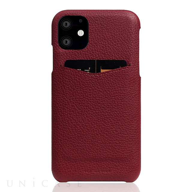 【iPhone11 ケース】Full Grain Leather Back Case (Burgundy Rose)