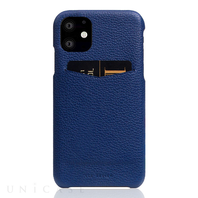 【iPhone11 ケース】Full Grain Leather Back Case (Navy Blue)