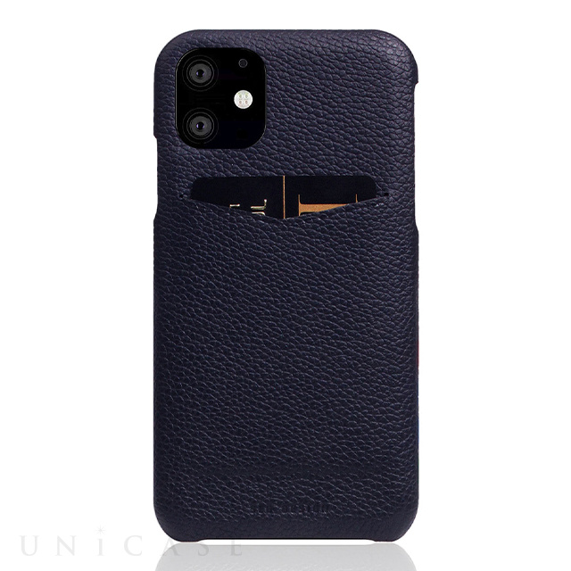 【iPhone11 ケース】Full Grain Leather Back Case (Black Blue)