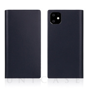 【iPhone11 ケース】Calf Skin Leather Diary (Navy)