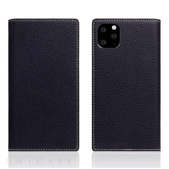 【iPhone11 Pro Max ケース】Full Grain Leather Case (Black Blue)