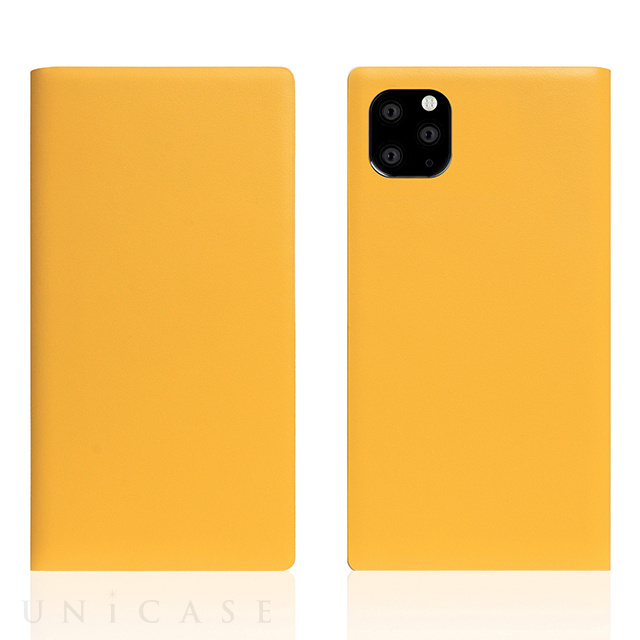【iPhone11 Pro Max ケース】Calf Skin Leather Diary (Yellow)
