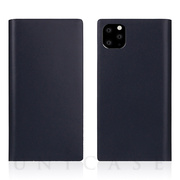 【iPhone11 Pro Max ケース】Calf Skin Leather Diary (Navy)