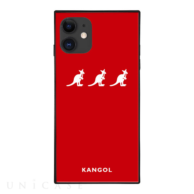 【iPhone11/XR ケース】KANGOL スクエア型 ガラスケース [KANGOL TRIPLE(RED)]