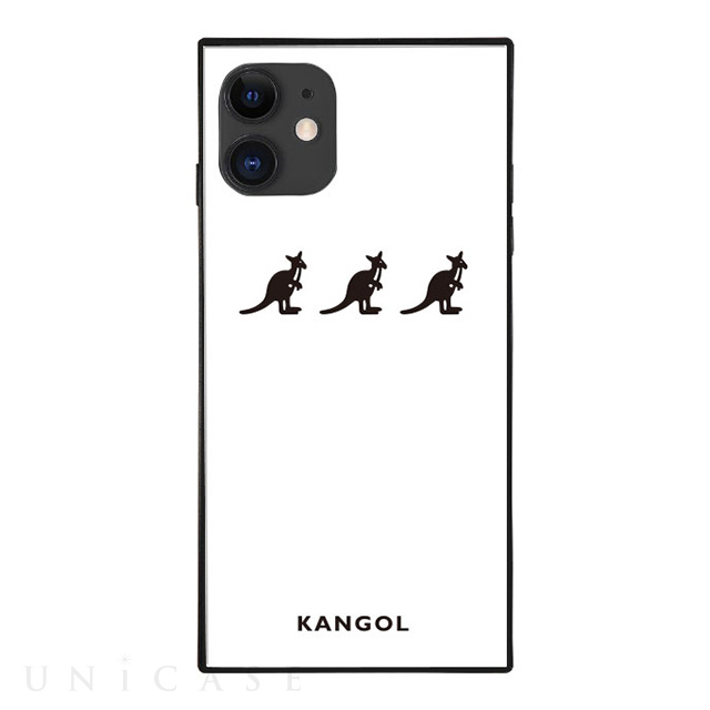 【iPhone11/XR ケース】KANGOL スクエア型 ガラスケース [KANGOL TRIPLE(WHT)]