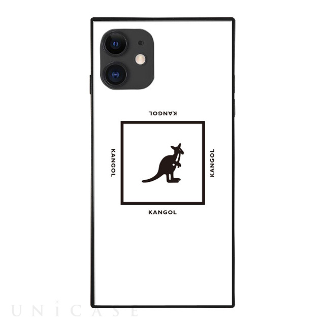 【iPhone11/XR ケース】KANGOL スクエア型 ガラスケース [KANGOL SQUARE(WHT)]
