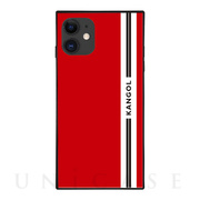【iPhone11/XR ケース】KANGOL スクエア型 ガラスケース [KANGOL LINE(RED)]