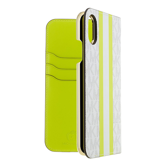 【iPhoneXS/X ケース】Folio Case Lime Stripe with Charmサブ画像