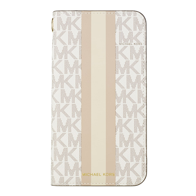 【iPhone11/XR ケース】Folio Case Beige Pink Stripe with Charmサブ画像