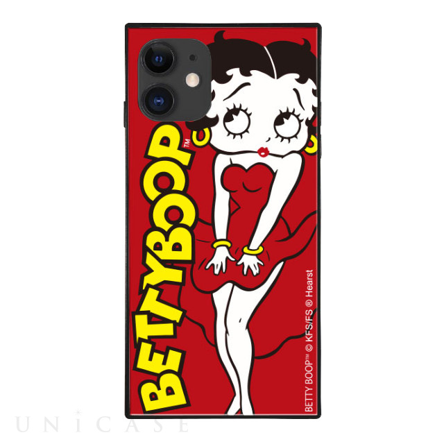 【iPhone11/XR ケース】Betty Boop スクエア型 ガラスケース (RED)