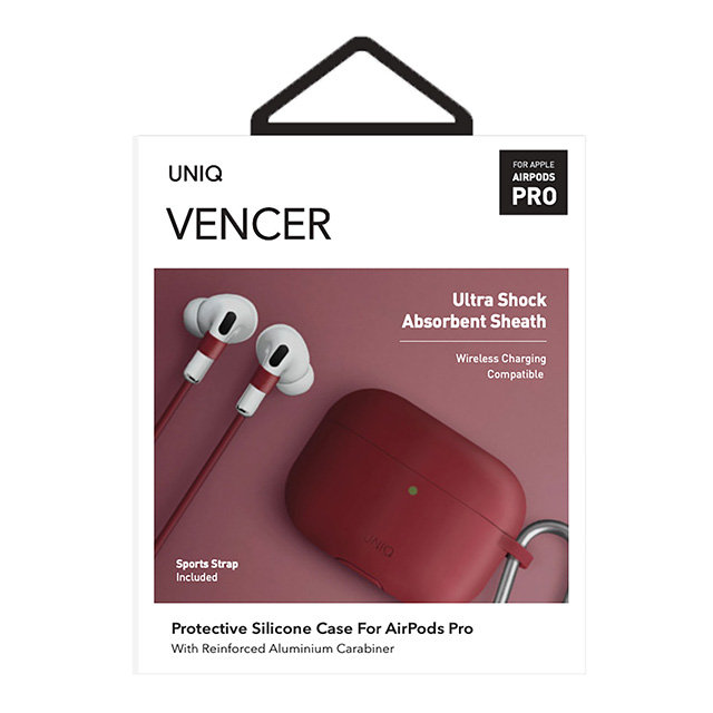 【AirPods Pro(第1世代) ケース】VENCER AirPods Pro シリコン ハング ケース - BURGUNDY (MAROON)goods_nameサブ画像