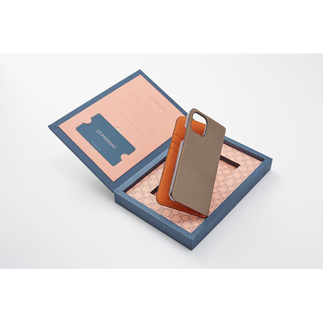 【iPhone11 Pro Max ケース】German Shrunken Calf Folio Case (Orange×Taupe)サブ画像