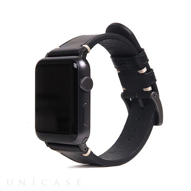 【Apple Watch バンド 45/44/42mm】Italian Buttero Leather (ブラック) for Apple Watch SE(第2/1世代)/Series9/8/7/6/5/4/3/2/1