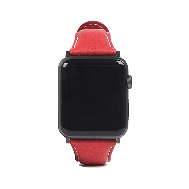 【Apple Watch バンド 45/44/42mm】Italian Minerva Box Leather (レッド) for Apple Watch SE(第2/1世代)/Series9/8/7/6/5/4/3/2/1サブ画像