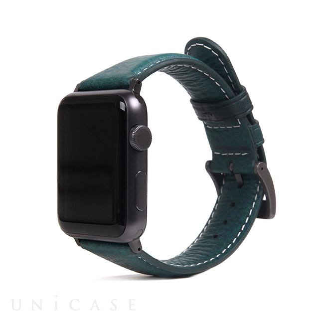【Apple Watch バンド 41/40/38mm】Italian Minerva Box Leather (ブルー) for Apple Watch SE(第2/1世代)/Series9/8/7/6/5/4/3/2/1