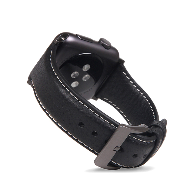 【Apple Watch バンド 41/40/38mm】Italian Minerva Box Leather (ブラック) for Apple Watch SE(第2/1世代)/Series9/8/7/6/5/4/3/2/1サブ画像