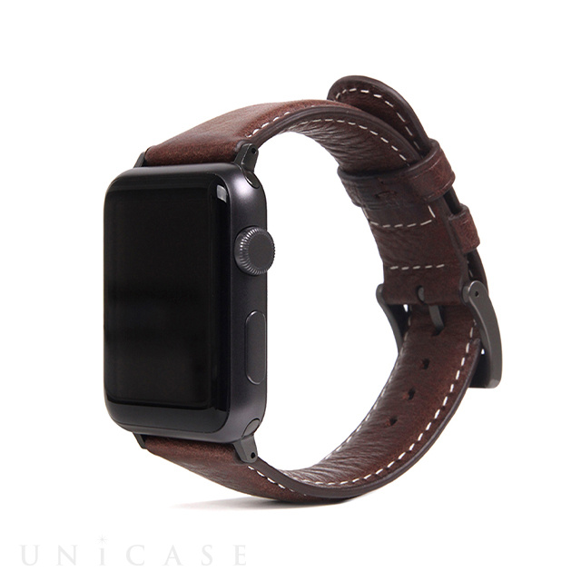 【Apple Watch バンド 41/40/38mm】Italian Minerva Box Leather (ブラウン) for Apple Watch SE(第2/1世代)/Series9/8/7/6/5/4/3/2/1