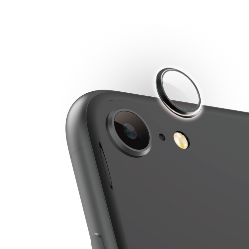 【iPhoneSE(第2世代) フィルム】[Lens Bumper Plus]カメラレンズ保護アルミフレーム＆ガラスコーティングフィルムセット (ブラック)サブ画像