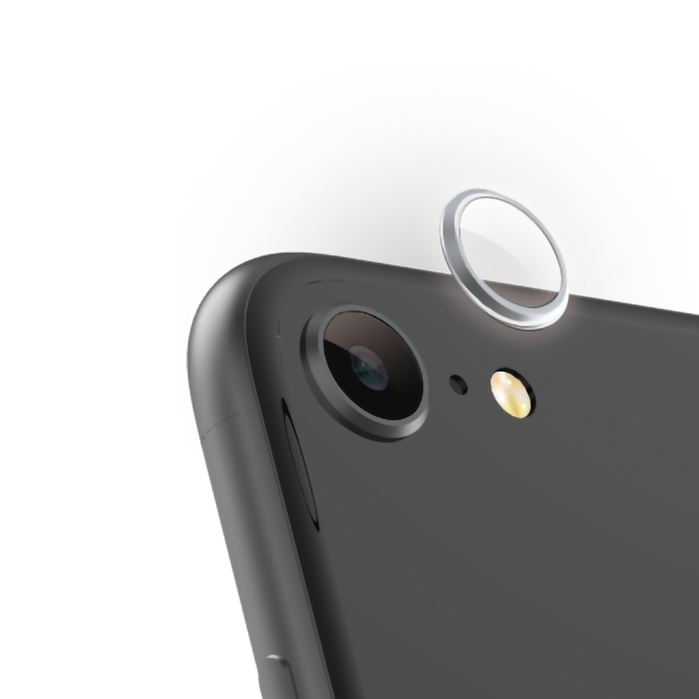【iPhoneSE(第2世代) フィルム】[Lens Bumper Plus]カメラレンズ保護アルミフレーム＆ガラスコーティングフィルムセット (シルバー)サブ画像