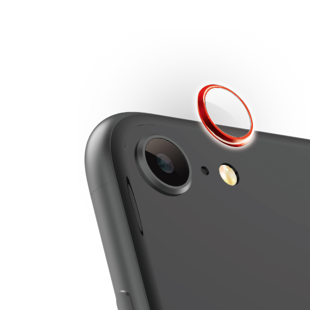 【iPhoneSE(第2世代) フィルム】[Lens Bumper Plus]カメラレンズ保護アルミフレーム＆ガラスコーティングフィルムセット (レッド)サブ画像