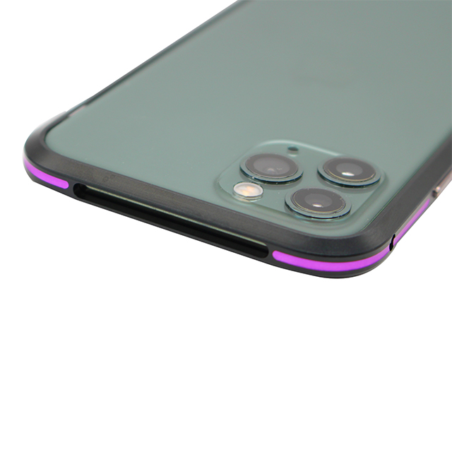 【iPhone11 Pro ケース】アルミニウムバンパー (ブラック×パープル)サブ画像