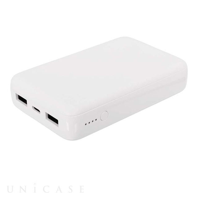 USB Type-Cケーブル付属 小型軽量モバイルバッテリー 10000mAh USB Type-C入出力＋USB Type-A出力 (ホワイト)